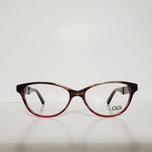 Womens OGI Cat Eyeglasses Frames And Case 50-16-140 Gray Fade Blush Never Worn